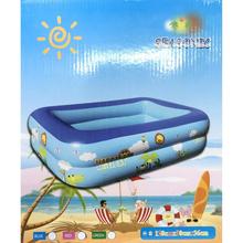 Swimming Water Pool Rectangle Blue Printed For Kids Pool Party / Inflatable 2 Ring Swim Bath Tub For Children Baby