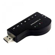 Aafno Pasal Black USB 2.0 HiFi Magic Voice 8.1 Channel Audio Sound Card Earphone Adapter