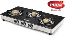 Eveready- Glass Top 4 Burner Gas Stove- Black