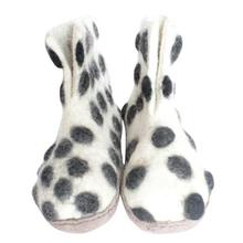 White Felt Polka Dotted Shoes For Kids