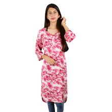 Pink/white Round Neck Designed Kurti