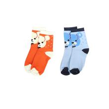 Combo Of 2 Pair Printed Socks For Kids -Blue/Orange