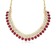 Sukkhi Kundan Modish Gold Plated Red Choker Necklace Set for