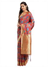 Stylee Lifestyle Red Banarasi  Silk Jacquard Saree - 2295