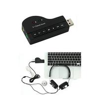 Aafno Pasal Black USB 2.0 HiFi Magic Voice 8.1 Channel Audio Sound Card Earphone Adapter