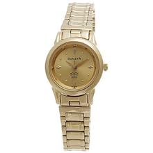 Sonata Gold Dial Analog Watch For Women-8925YM02