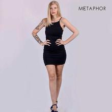 METAPHOR Black Solid Bodycon Dress (Plus Size) For Women - MD11B