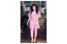 Hifashion-White Pointed Designed Rayon Kurti For Women-Light Pink