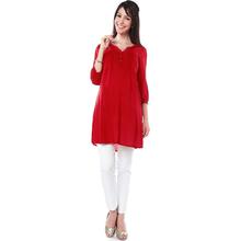 Nine Maternity Tunic In Red Modal With Discreet Nursing-(TCACA15-5190)