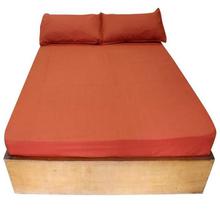 Rust Brown Solid King Size Bedsheet With 2 Pillow Covers