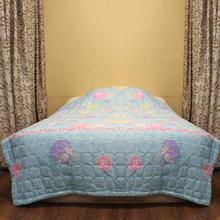 Blue Floral Print Single Bed Summer Quilt
