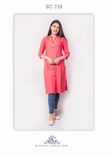 Pink khadi slub kurti