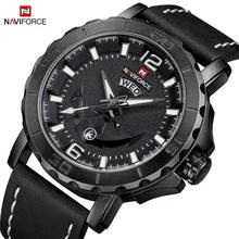 NaviForce NF9122 Militiary Sports Leather Wrist Watch For Men- Black/White