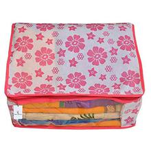 Kuber Industries Non Woven Saree Cover Pink Floral Design