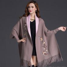 Mingjiebihuo new cashmere Poncho shawl with sleeves women in