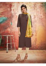 Stylee Lifestyle Brown Sober Kurti With Digital Printed Stall Dupatta-5089