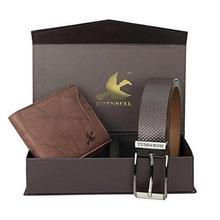 SALE-HORNBULL Brown Men's Leather Wallet and Belt Combo - BW6990