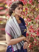 Stylee Lifestyle Navy Blue Banarasi Silk Jacquard Saree - 2119