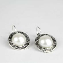 White Pearl Studded Lever-Back Earrings For Women