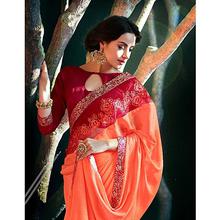 Orange/Red Embroidered Saree With Blouse For Women - 52010