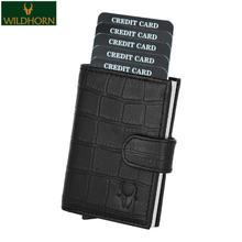 WildHorn Nepal RFID Protected 100% Genuine Leather Unisex Cardholder (CRD 001 Black Croco)