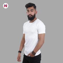 Nyptra White Solid Muscle Fit Plain Cotton T-Shirt For Men