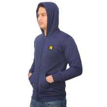 Bastra Navy Blue Hooded Zip Up for Men