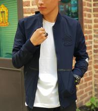 Navy Blue Casual Slim Fit Baseball Bomber College Jacket For Men