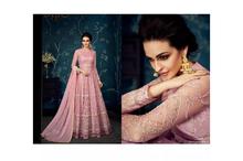 Embroidered Semi Stitched Gown With Dupatta Set For Women-HBG05 (Light Pink)