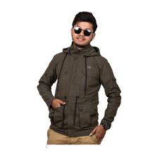 Navy Green multi-pocket Jacket with Hood For Men