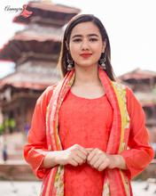 Aamayra Fashion House Unstitched Pink Chanderi Silk Kurti With Shalwar And Shawl Set For Women