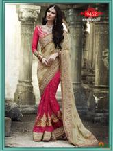 Gorgeous Beige & Pink Bollywood Sarees