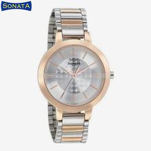 Sonata 8141Km01 Silver Dial Analog Watch For Women - Steel/Rose Gold