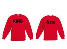 Wosa - Round Neck King and Queen Red Couple Matching Sweatshirt