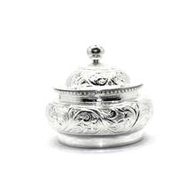 Pure Silver Flower Carved Sindur Box - SSB28197 - 103.02g