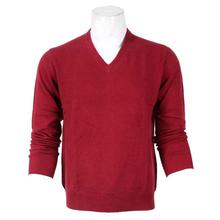 Red Cashmere V-Neck Sweater For Men