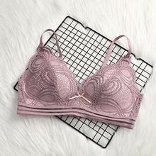 DERUILADY Sexy Thin Bralette Lingerie Lace Floral Wireless