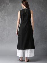 Women Black Solid A-Line Kurta