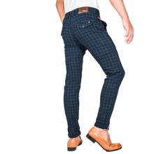 Virjeans Stretchable Cotton Check Blue Chinos Pant for Men (VJC 714)