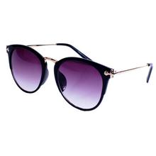 L80 023 Round Cat Eye in Shaded Black Lenses With Thick Black Golden Frame