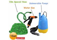 AC / DC Portable High  Pressure  Car Washer Submersible Pump With Water Gun + Special Hose Pipe 10m + Brush Set with Custom Made Car socket adopter