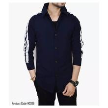 Hifashion- Men's Stripe Stretchable Shirt For summer-Blue