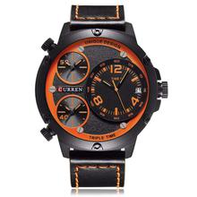 CURREN 8262 Leather Strap Men's Quartz Watch with 3 Sub-Dial