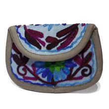 Multicolored Floral Embroidered Small Zip Purse For Women