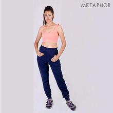 METAPHOR Navy Blue Basic Plain Plus Sized Joggers For Women - MJ04D