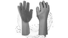 Magic Silicone Gloves, Reusable Dishwashing Gloves with Wash Scrubber, Heat Resistant Cleaning Gloves