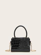 Croc Embossed Chain Flap Satchel Bag