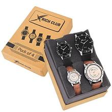 Rich Club Analogue Black,Silver Dial Unisex Family Combo Pack Watch