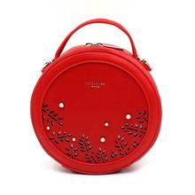 David Jones Red Round Moti Studded Laser Cut Cross-Body Bag For Women - CM3748A