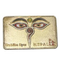 Golden Rectangular Buddha Eye Metal Fridge Magnet